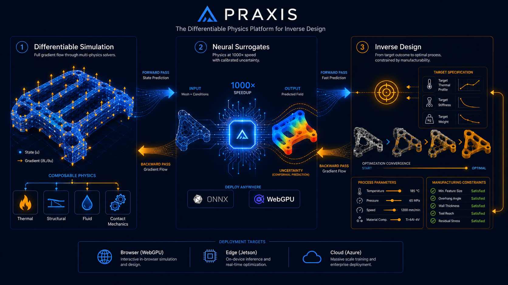 Praxis differentiable physics platform architecture