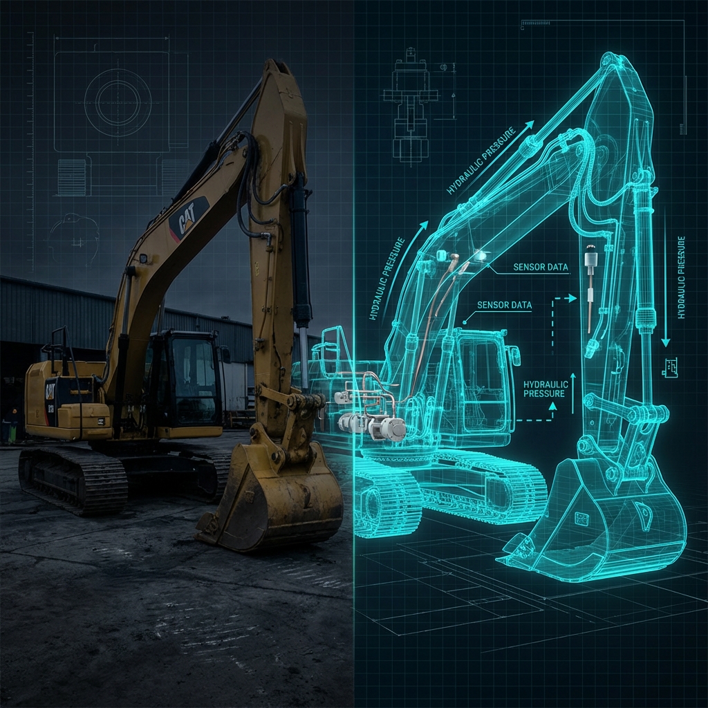 Excavator Digital Twin - Physical vs Holographic